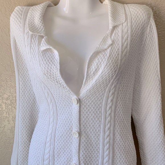 Heather B White CottageCore Coquette Button Down 3/4 Sleeve Cardigan Size M - Picture 3 of 6